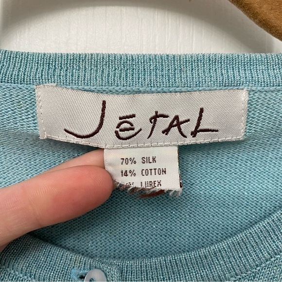 Jetal Button Up Silk Blend Cardigan Metallic Size Small Womens - Picture 7 of 8